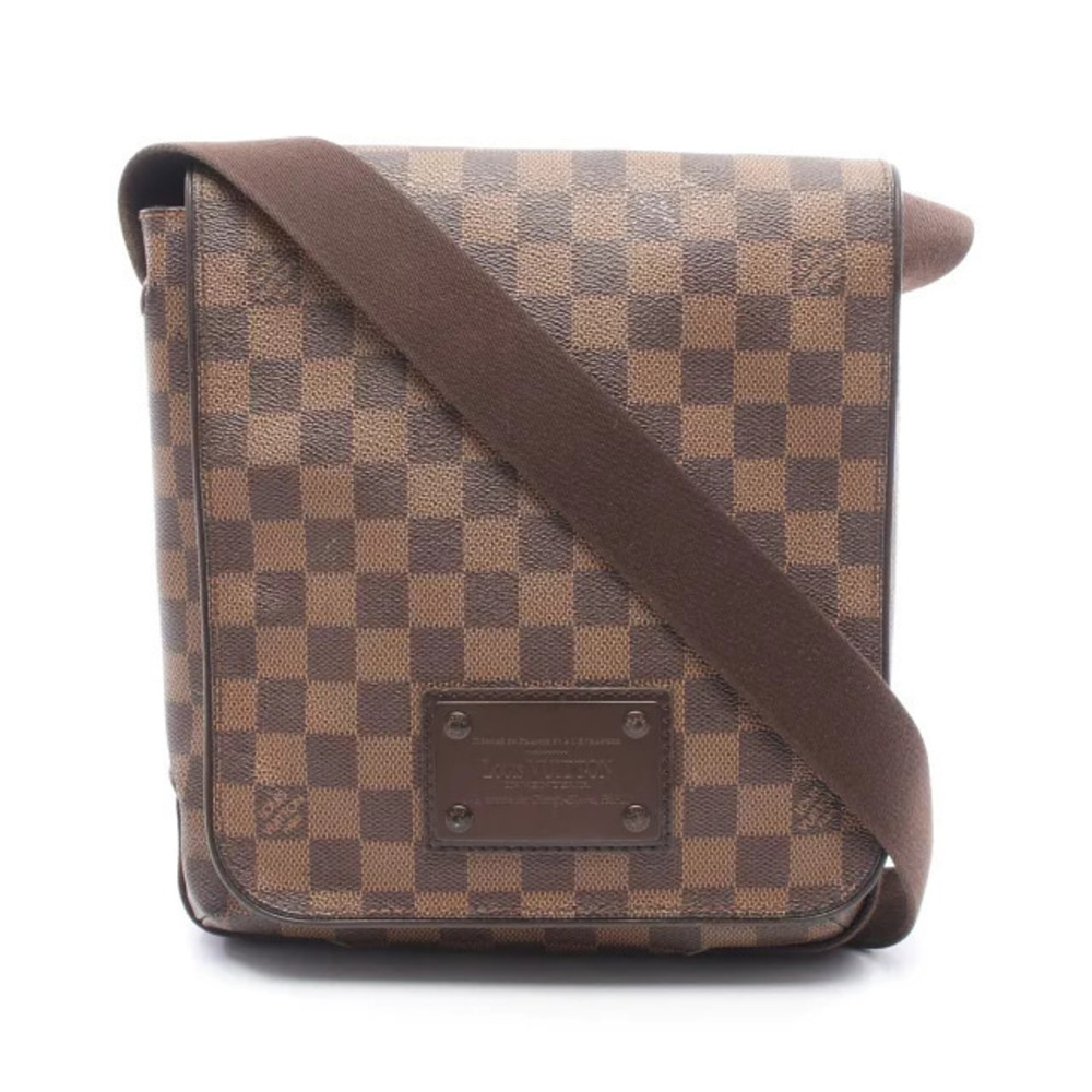 Louis Vuitton Brooklyn Damier Ebene Brown Shoulder Bag Canvas Leather Brown